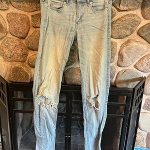 Abercrombie & Fitch Ripped Blue Super Skinny Leg Jeans